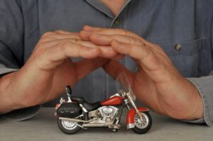 Motorcycle insurance coverage concept.